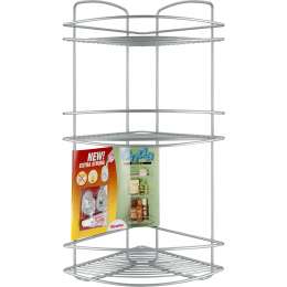 Полка 3-ярусная угловая METALTEX ONDA+SafeFix, 22х22х53 см, крючки в комплекте