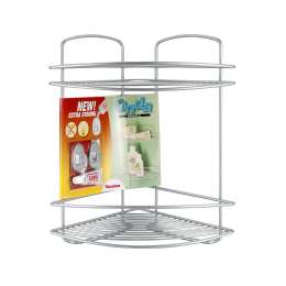 Полка 2-ярусная угловая METALTEX Onda+SafeFix, 22х22х35см, крючки в комплекте
