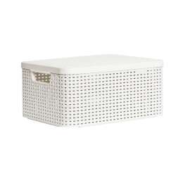 Корзина д/хранения CURVER Rattan Style Box, 39х29х19см, пластик, крышка кремовая