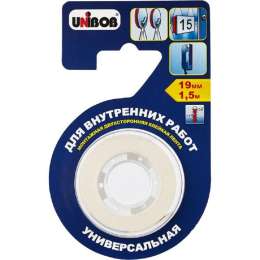 Лента двусторонняя UNIBOB 19мм x 1,5м монтажная для внутренних работ
