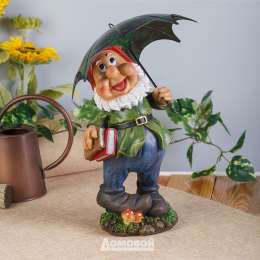 Фигура садовая Гном с зонтом, полирезин, 16*20*38 см