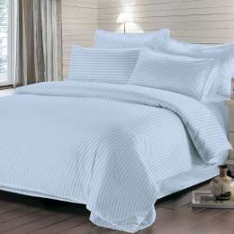 Комплект постельного белья Satin 1,5-сп, р-р: под. 150х215см, прост.180х220см, нав.50х70см 2шт ,цвет голубой, сатин-страйп, 100%хл, 130 г/м2