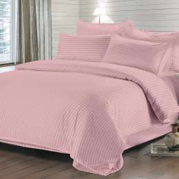 Комплект постельного белья Satin1,5-сп,р-р: под.150х215см,прост180х220см,2нав.50х70см ,цвет розовый сатин-страйп,100%хл 130 г/м2,пакет