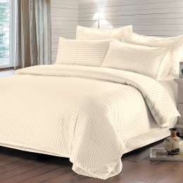 Комплект постельного белья Satin 1,5-сп, р-р: под. 150х215см, прост.180х220см, нав. 70х70см 2шт, цвет беж., сатин-страйп, 100% хл, 130 г/м2
