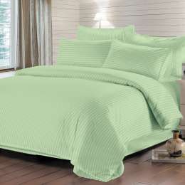 Комплект постельного белья Satin 2-сп, р-р: под. 175х215см, прост. 220х240см, 4нав, цвет зеленый, сатин-страйп, 100% хл, 130 г/м2, пакет