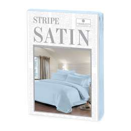 Комплект постельного белья Satin 2-сп, р-р: под. 175х215см, прост. 220х240см, 4нав, цвет голубой, сатин-страйп, 100% хл, 130 г/м2, пакет