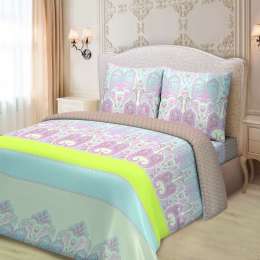 Комплект постельного белья для Snoff Самира 1,5-сп, р-р: под. 145х220см, прост. 150х220см, нав. 70х70см 2шт,сатин, 100% хл,115 гр/м2