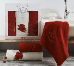 Комплект махровых полотенец "KARNA" в коробке ORKIDE 50x90*2-70х140*1 см 3 шт (1223762)