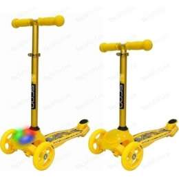 Самокат 3-х колесный Y-Scoo RT Trio Diamond 120 Kaleidoscope светящаяся платформа yellow