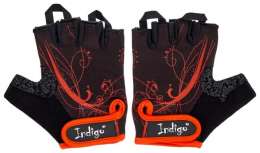 Перчатки для фитнеса женские INDIGO аналог н/к, эластан, SB-16-1743, Черно-оранжевый, XS