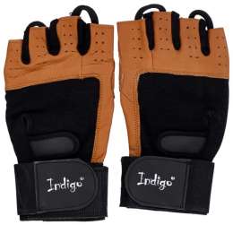 Перчатки для фитнеса  INDIGO с широким напульсником н/к, SB-16-1073, Коричнево-черный, L