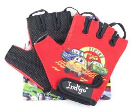 Перчатки вело детские INDIGO Машинки, SB-01-8872, Красный, 4XS