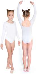 Купальник гимнастический  длинный  рукав  INDIGO х/б, SM-093, Белый, 40