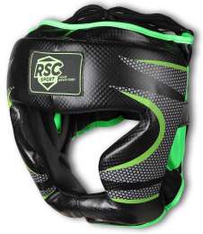 Шлем боксерский закрытый RSC  PU, 3693, Черно-зеленый, XL