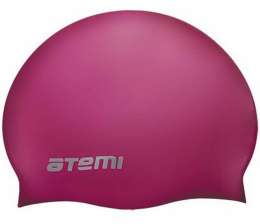 Шапочка для плавания Atemi, тонкий силикон, малиновый, TC403