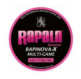 Леска плетеная RAPINOVA-X MULTI GAME 150M #0.8/17.8LB/PINK 0.14 мм (RLX150M08PK)