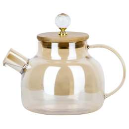 чайник заварочный NOUVELLE HOME Glass Style 1л боросиликатное стекло, бамбук, нерж.сталь