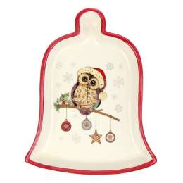 блюдо Owl Christmas 19,5х15,1см керамика колокольчик