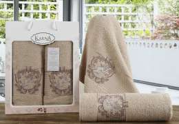 Комплект махровых полотенец "KARNA" в коробке CLARIS 50x90-70х140 см 2 шт (1215323)