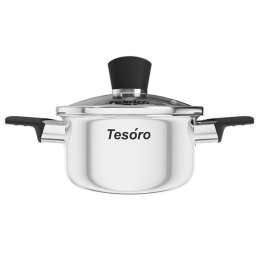 кастрюля TESORO Siena 1л 18см нерж.сталь стеклянная крышка
