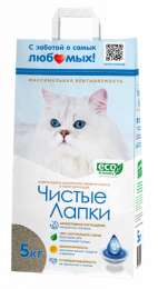 Наполнитель Чистые Лапки минеральный комкующийся бентонит без запаха 5кг