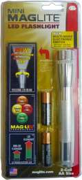 Фонарь MAGLITE LED (светодиод), 2АА, серебристый, 16,8 см, в блистере, с чехлом (947213)