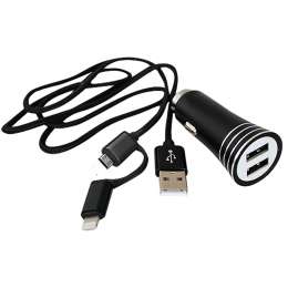 Набор для зарядки COMBO PRO 2 в 1 Lightning и Micro USB черный, AUTOSTANDART
