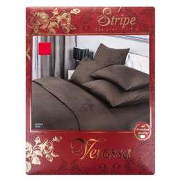 Комплект постельного белья Verossa 2-сп, р-р:прост.240х220см,под.180х215см,нав.70х70см,шоколад,сатин-страйп,100%хл,книжка