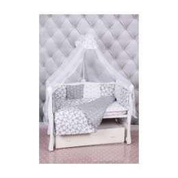 Комплект постельного белья AmaroBaby 18 предметов (6+12 подушек-бортиков) Silver (бязь, серый)