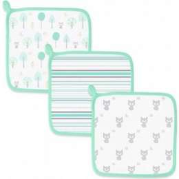 Детские мочалки SwaddleDesigns Washcloth Muslin Green Woodland (SDM-712SC)