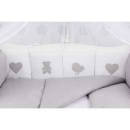 Комплект в кроватку AmaroBaby 18 предметов (6+12 бортиков) КРОХА Premium (серый)