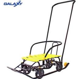Санки GALAXY Snow Galaxy Black Auto желтые рейки на больших мягких колесах (6086)