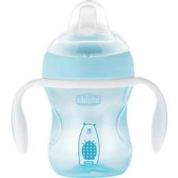 Поильник Chicco Transition Cup (силиконовый носик), 1 шт , 4 мес+, 200 мл, голубой,