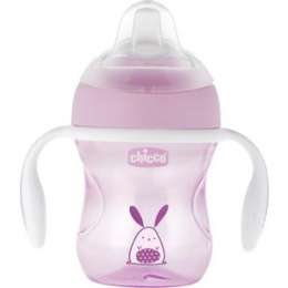 Поильник Chicco Transition Cup (силиконовый носик), 1 шт , 4 мес+, 200 мл, розовый, 340624011