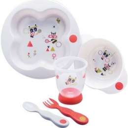 Набор посуды Bebe Confort ''Under the Rainbow'' (тарелка, миска, стаканчик, ложка и вилка) цвет белый 80933
