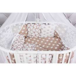 Комплект в кроватку AmaroBaby 19 предметов (7+12 подушек-бортиков) SOFT (коричневый, бязь)