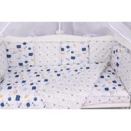 Комплект в кроватку AmaroBaby WB Premium 18 предметов (6+12 бортиков) КОСМОС (белый)