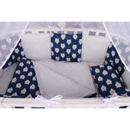 Комплект в кроватку AmaroBaby WB Premium 18 предметов (6+12 бортиков) БЕЛЫЕ МЕДВЕДИ (синий)