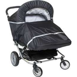 Дождевик для прогулочной коляски двойни Tullsa black (лицом от себя) 44102