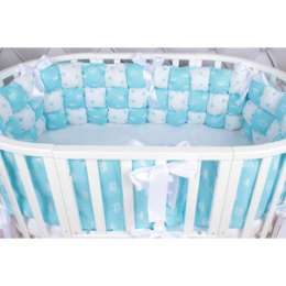Борт в кроватку AmaroBaby 6 предметов (6 подушек-бортиков) Бонбон Royal care (бязь, бирюзовый)