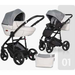 Коляска 2 в 1 Riko Basic AICON Pro 01 серый-белый
