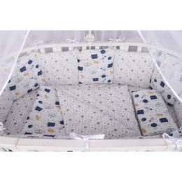 Бортик в кроватку AmaroBaby WB 12 предметов (12 подушек-бортиков) КОСМОС (белый)