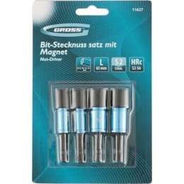 Набор бит GROSS 8, 10, 12, 13 мм магнитные Nut-Driver S2 (11627)