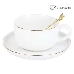набор чайный NOUVELLE HOME Royal line. Daisy 2/4 350мл с ложками фарфор
