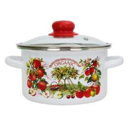 кастрюля Organic 2л 16см эмал. сталь стеклянная крышка
