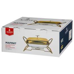 мармит AGNESS Silver 1,8л квадратный стекло