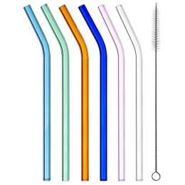 трубочки для напитков WALMER Cocktail Color 6шт стекло термостойкое