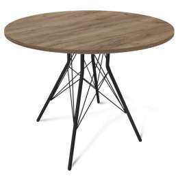 стол нераздвижной круглый Sheffilton SHT-TU2-1/90 900х900х745мм черный муар/дуб галифакс табак метал