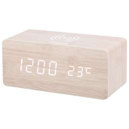 часы электронные HOMESTAR HS-0123 беспроводная зарядка для телефона/будильник бежевый