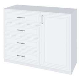 комод 1 дверь 4 ящика Trisha Base 934x1200x440мм МДФ/ЛДСП белый мат/белый шагрень